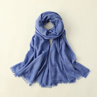 Women Fashion Casual Spring And Summer Solid Color Cotton And Linen Scarf