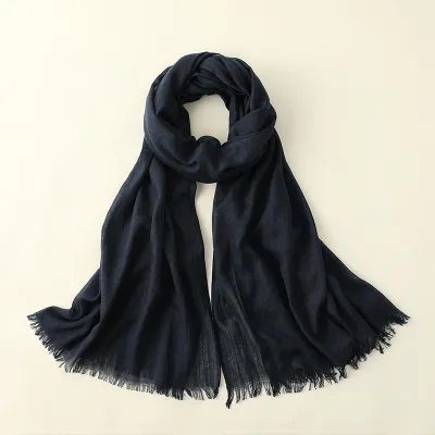 Women Fashion Casual Spring And Summer Solid Color Cotton And Linen Scarf