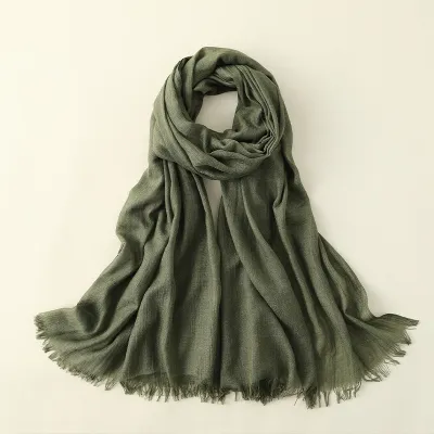 Women Fashion Casual Spring And Summer Solid Color Cotton And Linen Scarf