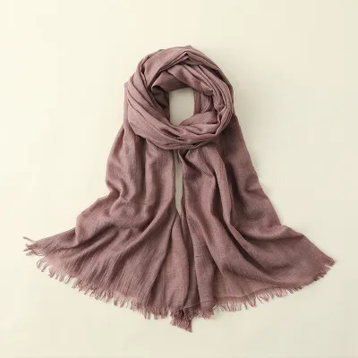 Women Fashion Casual Spring And Summer Solid Color Cotton And Linen Scarf