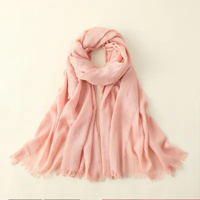 Women Fashion Casual Spring And Summer Solid Color Cotton And Linen Scarf