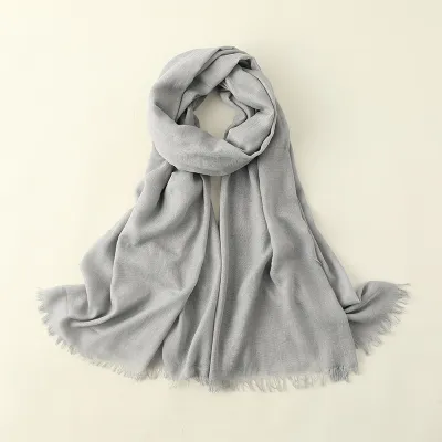Women Fashion Casual Spring And Summer Solid Color Cotton And Linen Scarf
