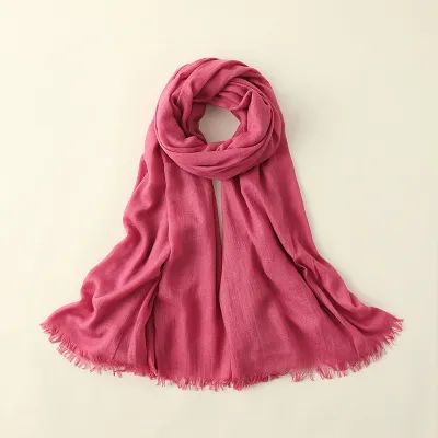 Women Fashion Casual Spring And Summer Solid Color Cotton And Linen Scarf