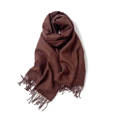 Women Fashion Winter Solid Color Thickened Long Tassel Scarf