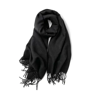 Women Fashion Winter Solid Color Thickened Long Tassel Scarf