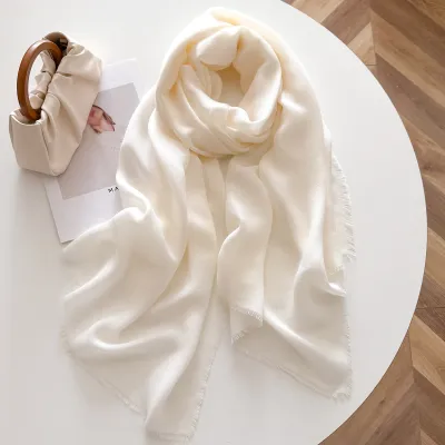 Women Fashion Solid Color Light Loose Edge Long Scarf