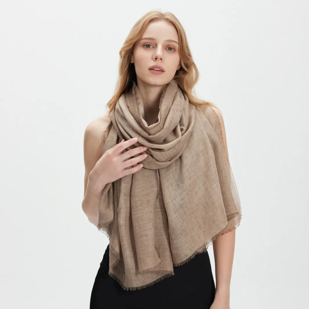 Women Fashion Solid Color Light Loose Edge Long Scarf