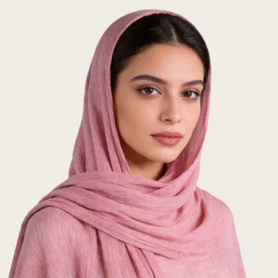 Women Fashion Casual Solid Color Pleated 100%Viscose Long Hijab Scarf