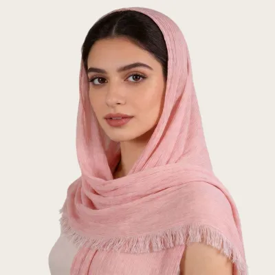 Women Fashion Casual Solid Color Pleated 100%Viscose Long Hijab Scarf