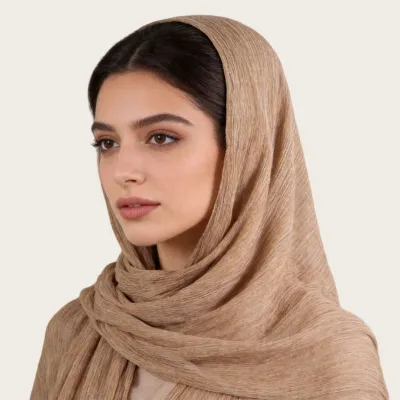 Women Fashion Casual Solid Color Pleated 100%Viscose Long Hijab Scarf