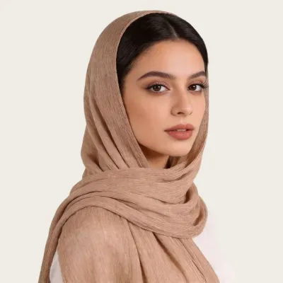 Women Fashion Casual Solid Color Pleated 100%Viscose Long Hijab Scarf