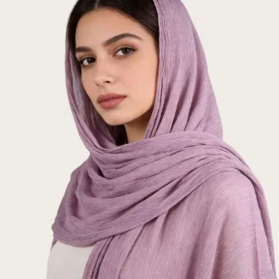 Women Fashion Casual Solid Color Pleated 100%Viscose Long Hijab Scarf