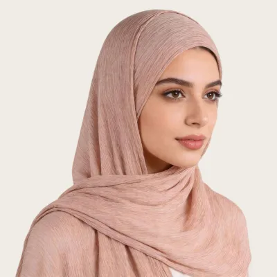 Women Fashion Casual Solid Color Pleated 100%Viscose Long Hijab Scarf