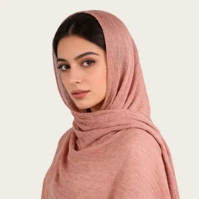 Women Fashion Casual Solid Color Pleated 100%Viscose Long Hijab Scarf