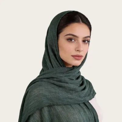 Women Fashion Casual Solid Color Pleated 100%Viscose Long Hijab Scarf