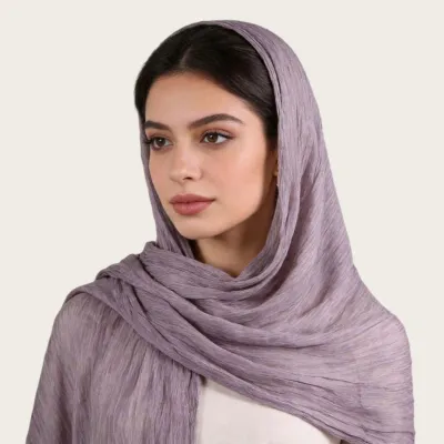 Women Fashion Casual Solid Color Pleated 100%Viscose Long Hijab Scarf