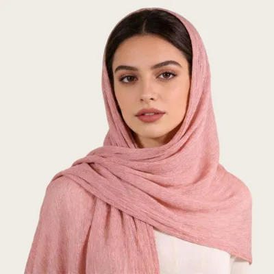 Women Fashion Casual Solid Color Pleated 100%Viscose Long Hijab Scarf