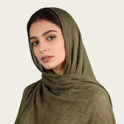 Women Fashion Casual Solid Color Pleated 100%Viscose Long Hijab Scarf