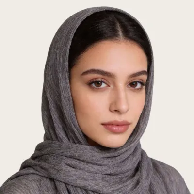 Women Fashion Casual Solid Color Pleated 100%Viscose Long Hijab Scarf
