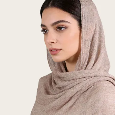 Women Fashion Casual Solid Color Pleated 100%Viscose Long Hijab Scarf