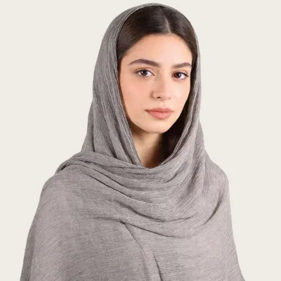 Women Fashion Casual Solid Color Pleated 100%Viscose Long Hijab Scarf
