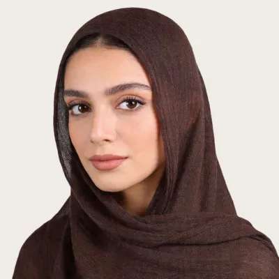 Women Fashion Casual Solid Color Pleated 100%Viscose Long Hijab Scarf