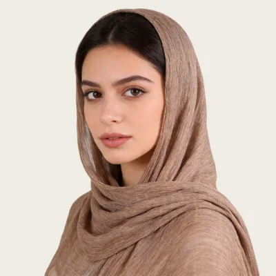 Women Fashion Casual Solid Color Pleated 100%Viscose Long Hijab Scarf