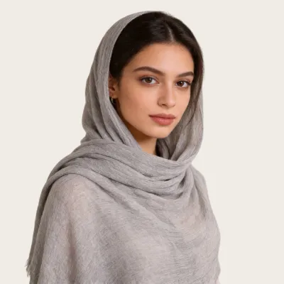 Women Fashion Casual Solid Color Pleated 100%Viscose Long Hijab Scarf