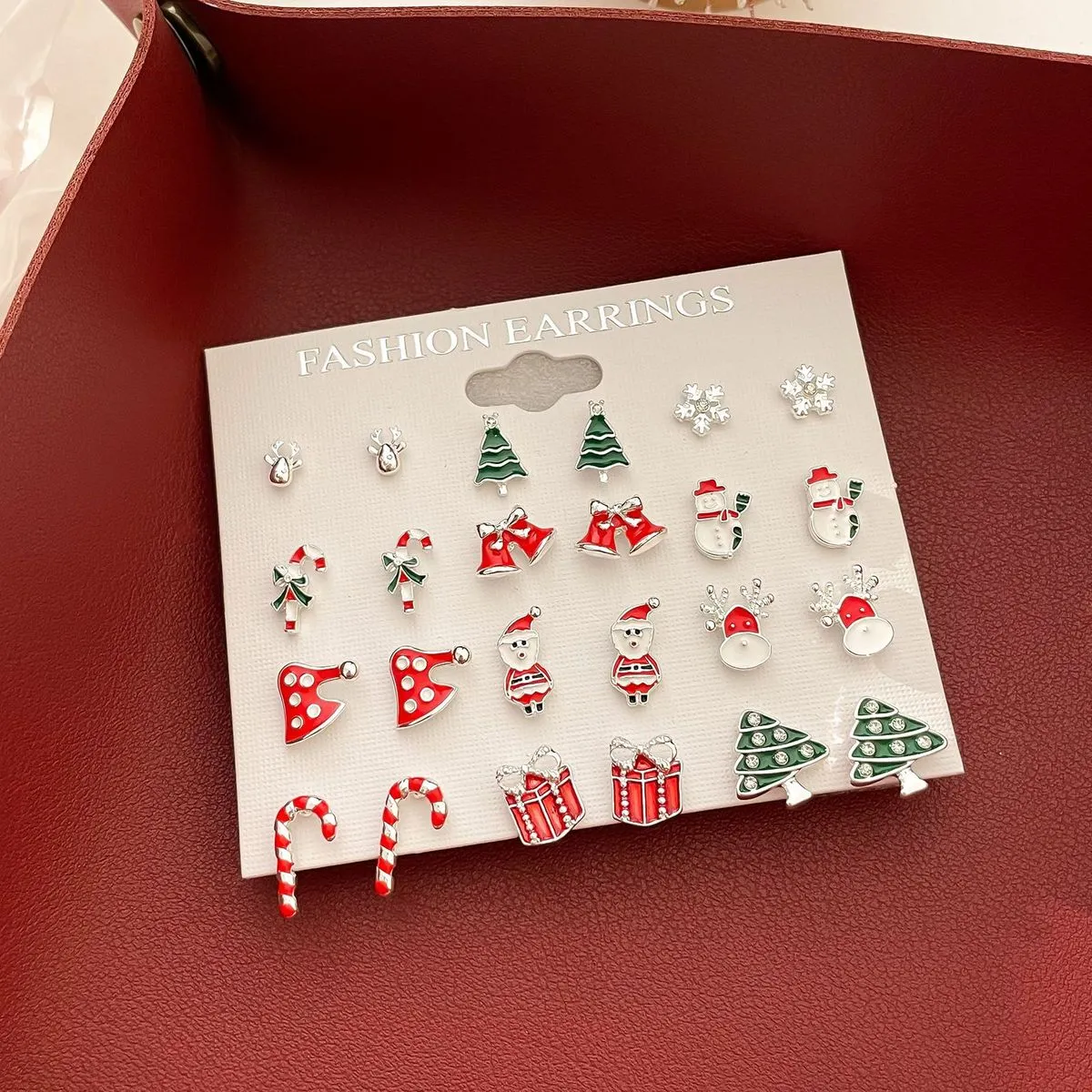 Christmas Women Fashion Cartoon Elk Bell Earrings 12 Pair/Pack