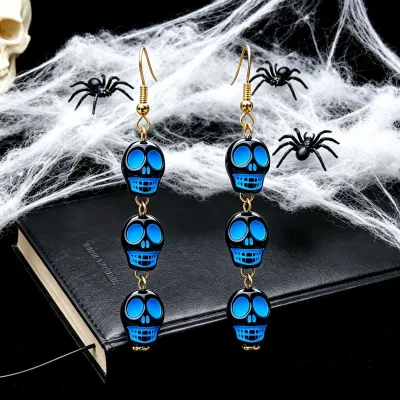 Halloween Women Fashion Skull Beads Drop Earrings