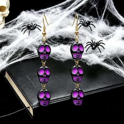 Halloween Women Fashion Skull Beads Drop Earrings