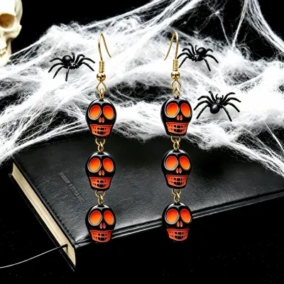 Halloween Women Fashion Skull Beads Drop Earrings