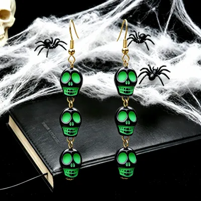 Halloween Women Fashion Skull Beads Drop Earrings