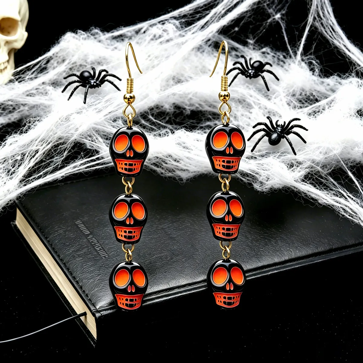 Halloween Women Fashion Skull Beads Drop Earrings