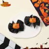 Pumpkin Black Bow Pair Clip -2Pcs