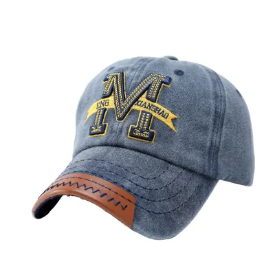 Fashion Casual M Letter Old Washed Embroidered Baseball Cap