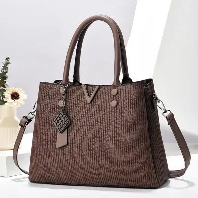 Women Fashion Casual Solid Color Pu Large Capacity Handbag