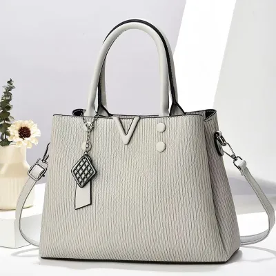 Women Fashion Casual Solid Color Pu Large Capacity Handbag