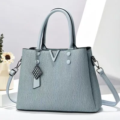 Women Fashion Casual Solid Color Pu Large Capacity Handbag
