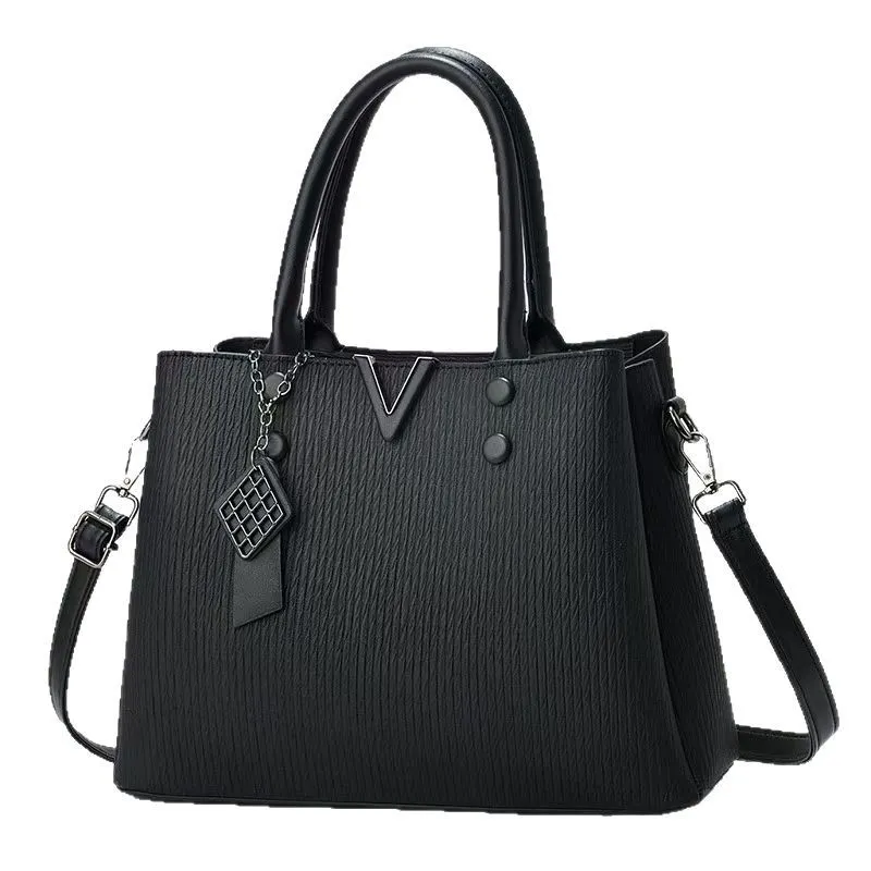 Women Fashion Casual Solid Color Pu Large Capacity Handbag