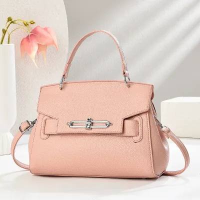 Women Fashion Casual Retro Solid Color Soft Leather Large Capacity Bucket Handbag