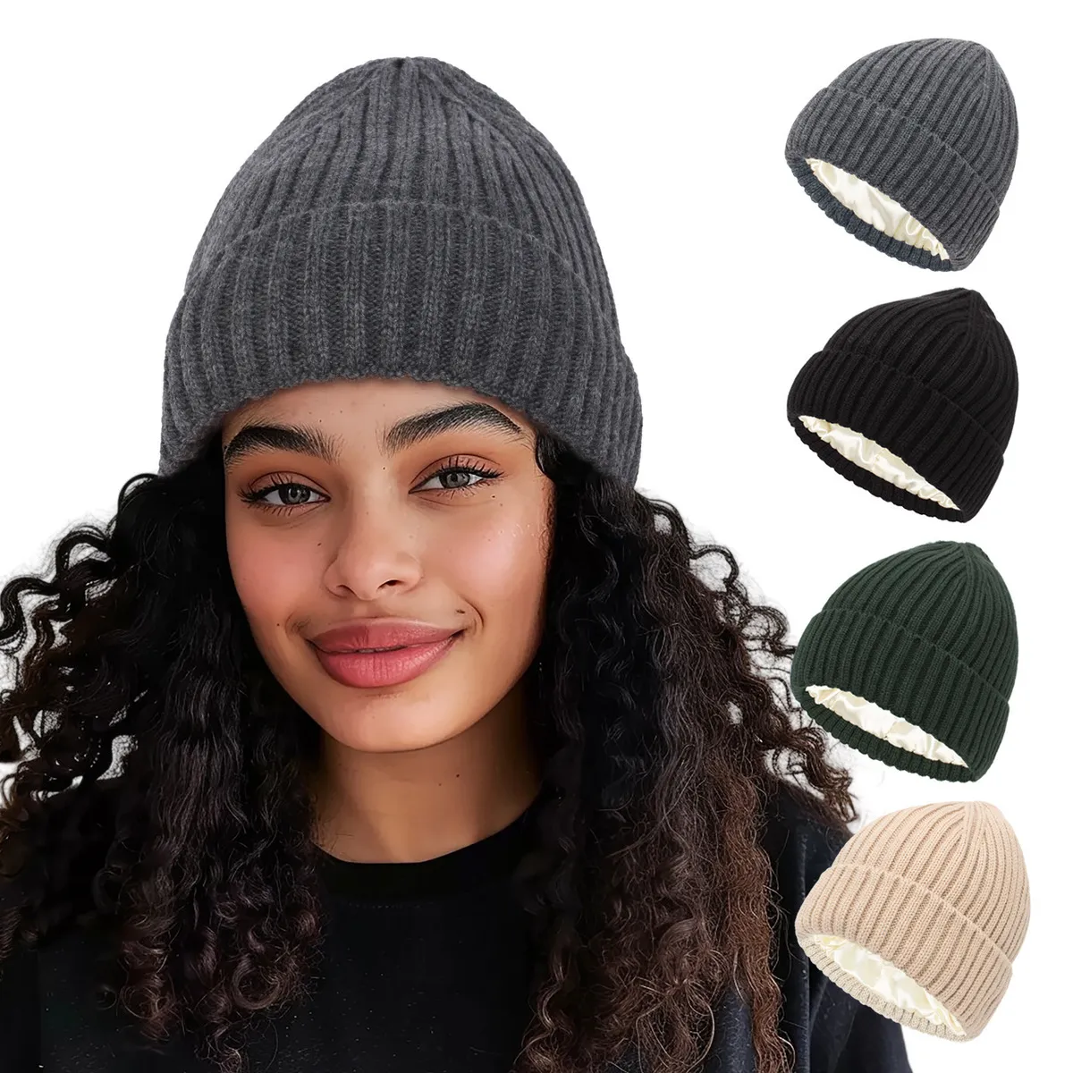 Women Fashion Casual Autumn And Winter Solid Color Warm Wool Knitted Hat