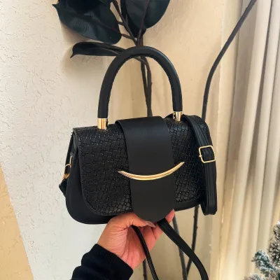 Women Fashion Casual Retro Stitching Belt Buckle Decorative Small Square Crossbody Bag