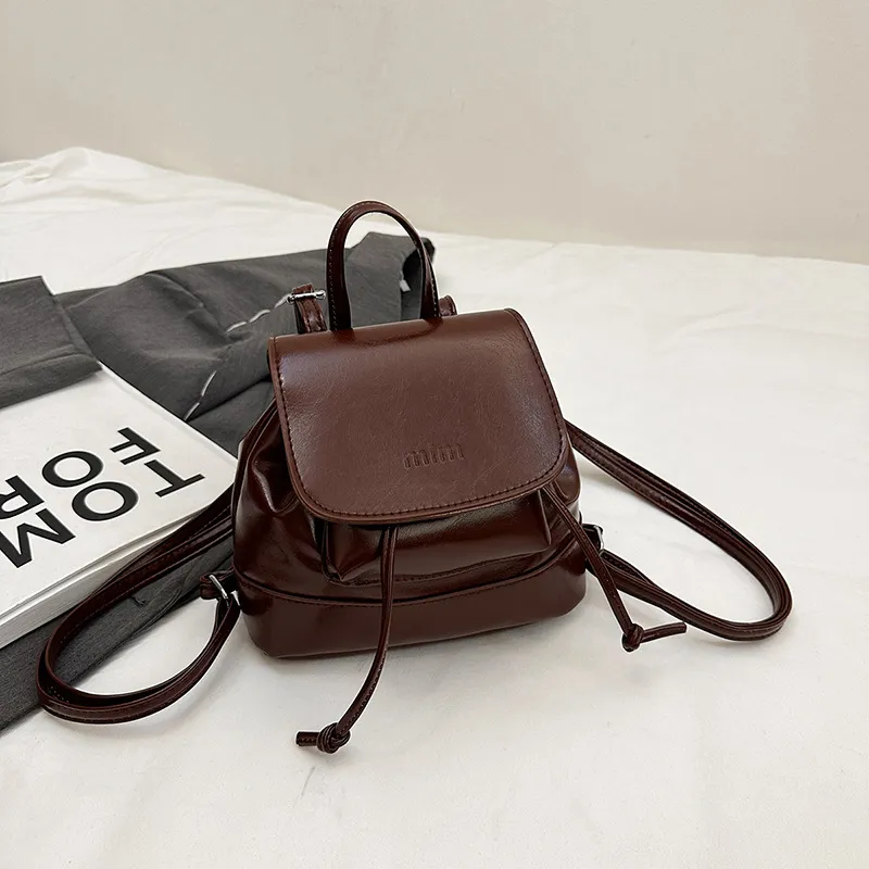 Women Fashion Casual Solid Color Portable Bucket Backpack