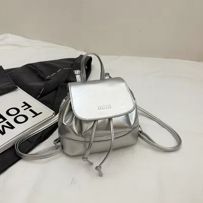 Women Fashion Casual Solid Color Portable Bucket Backpack