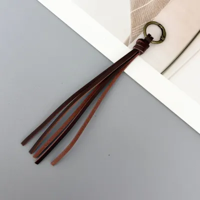 Women Fashion Retro Diy Cortical Rope Hand-Woven Bag Hanging Decoration Tassel Keychain