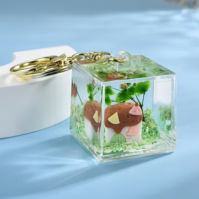 Women Fashion Cute Quicksand Oil Bottle Accessories Keychain