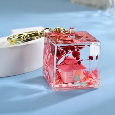 Women Fashion Cute Quicksand Oil Bottle Accessories Keychain