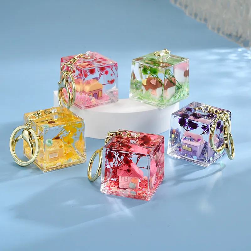 Women Fashion Cute Quicksand Oil Bottle Accessories Keychain