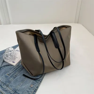 Women Fashion Casual Simple Solid Color Oxford Cloth Large Capacity Tote Bag